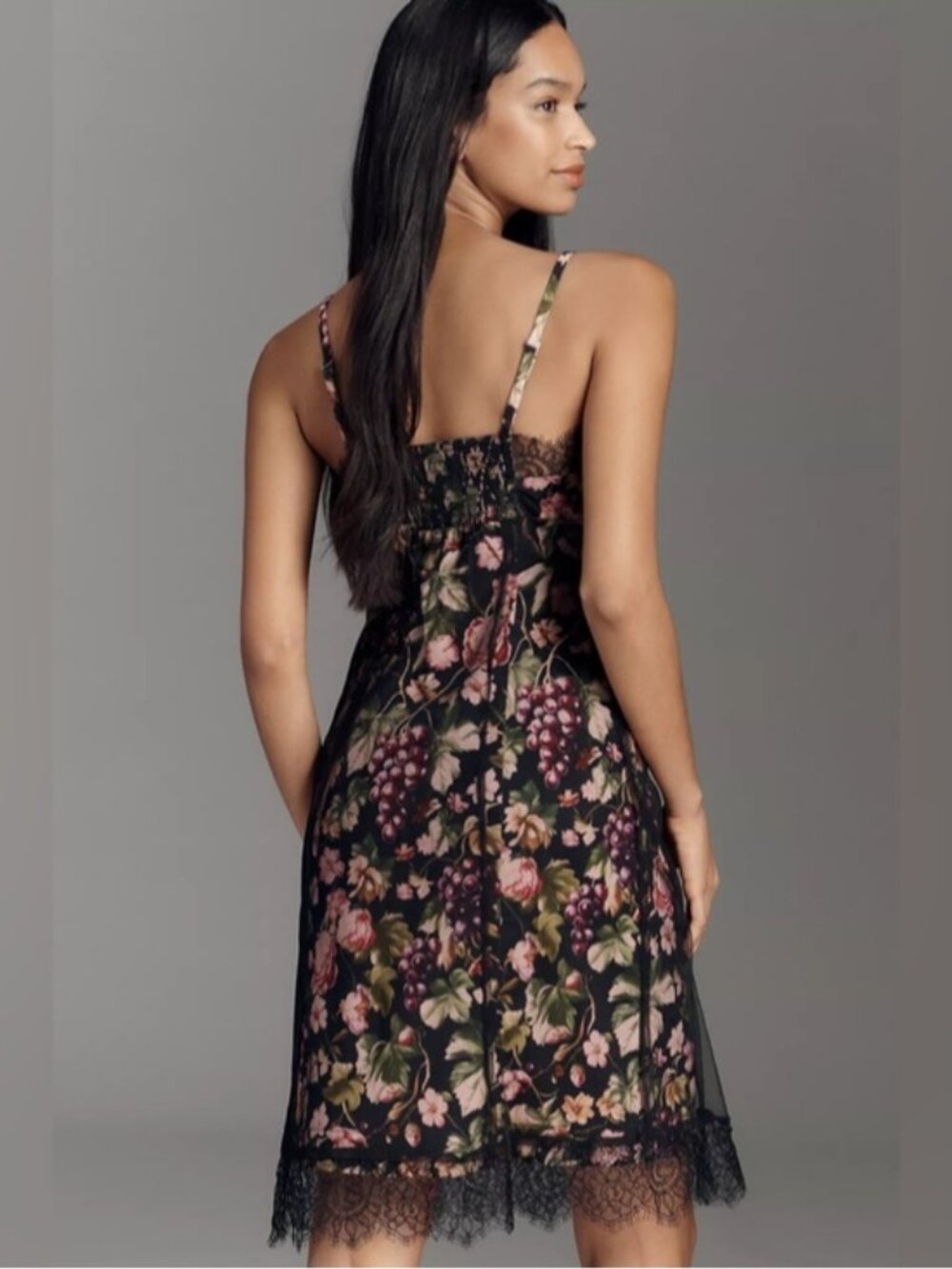 NWT Size XS - Anthropologie Black Floral Fruit Lace/Mesh Dress (NWT US$ 178) - Picture 3 of 16